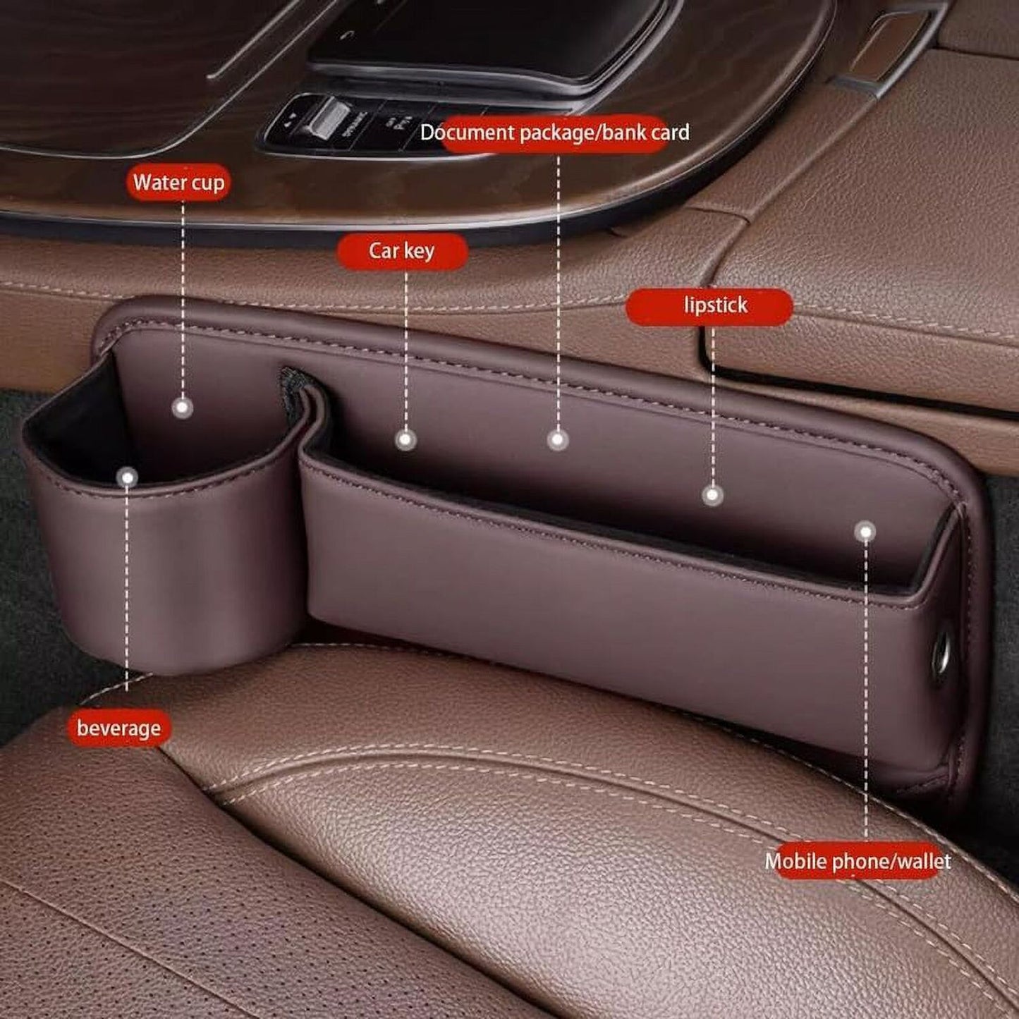 Adjustable Car Seat Gap Storage Box with Cup Holder