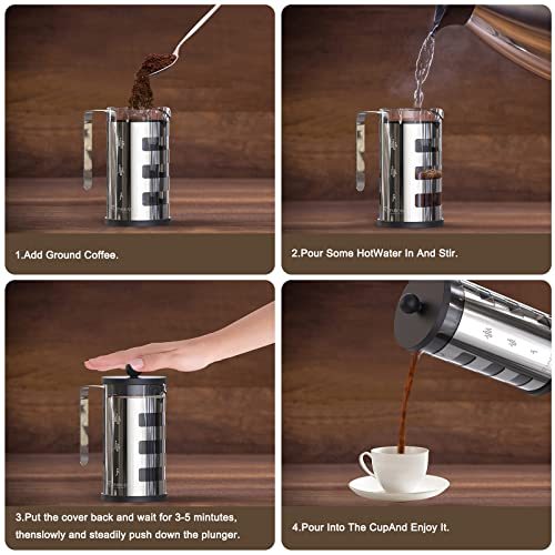 Stainless Steel French Press & Froth Milk Press Set