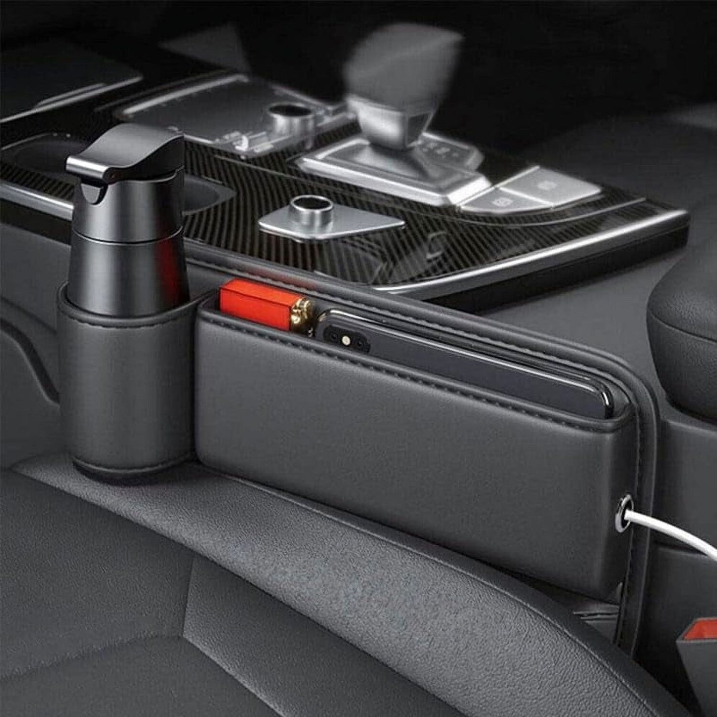 Adjustable Car Seat Gap Storage Box with Cup Holder