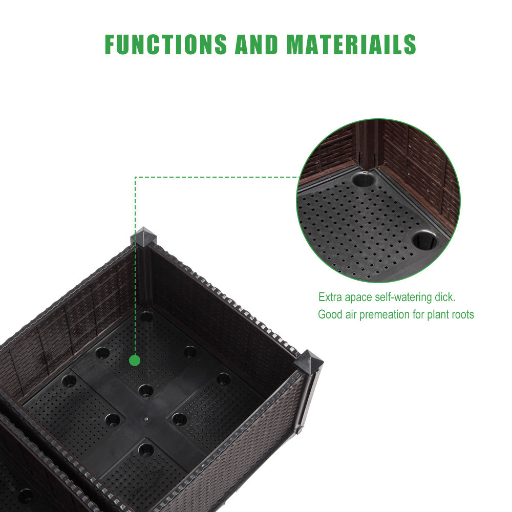 2PCS Brown Modular Planter Box – Free Splicing & Weather-Resistant