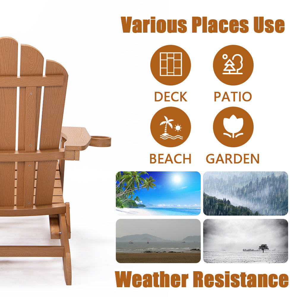 Folding Adirondack Chair Pullout Ottoman With Cup Holder