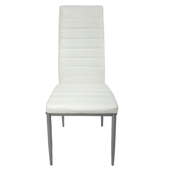 Set of 4 PU Leather Dining Chairs – High Back & Metal Frame
