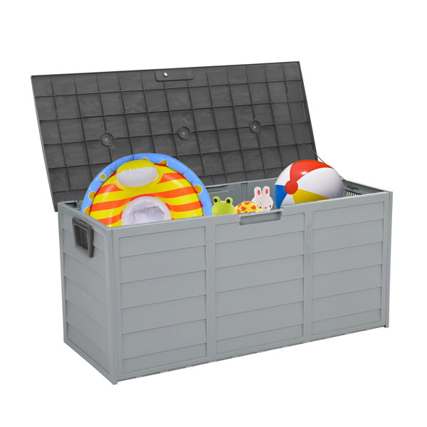 260L Outdoor Storage Box with Wheels – Grey, Weather-Resistant