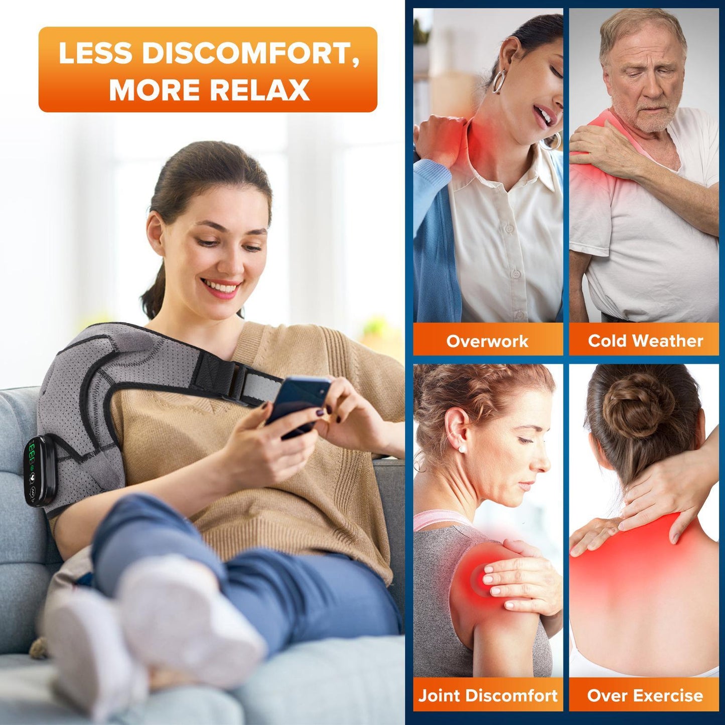Heated Vibration Shoulder Wrap Cordless Massager