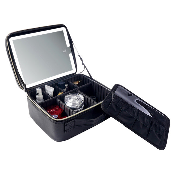Portable LED Makeup Bag with Mirror – Travel Cosmetic Organizer