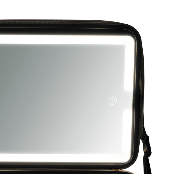 Portable LED Makeup Bag with Mirror – Travel Cosmetic Organizer