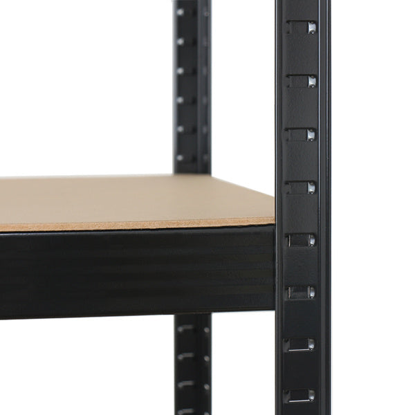 5-Tier Black Metal Storage Rack – Heavy-Duty Shelving with MDF Boards