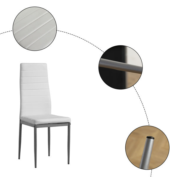 Set of 4 PU Leather Dining Chairs – High Back & Metal Frame