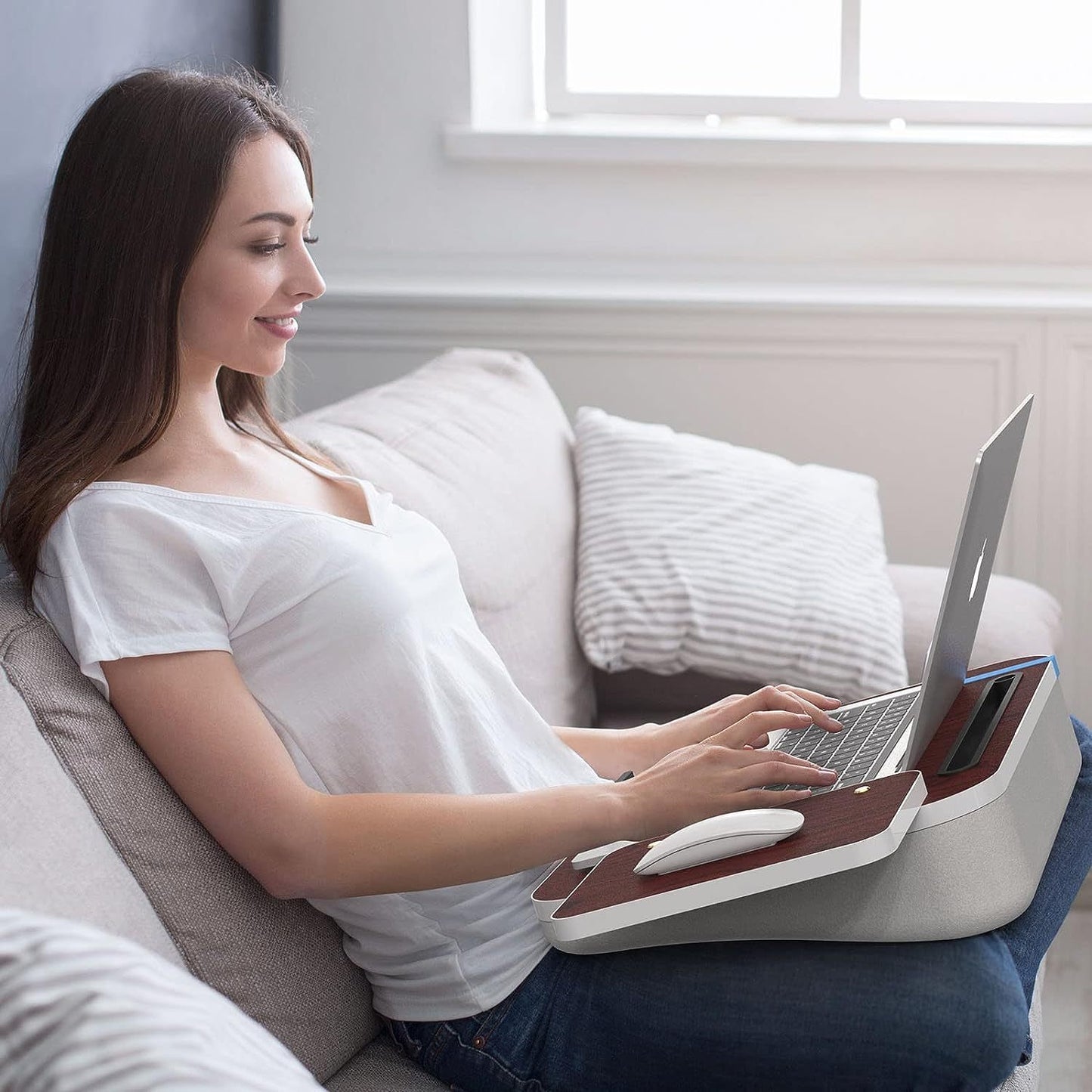 Laptop Lap Desk With Cushion & Detachable Mouse