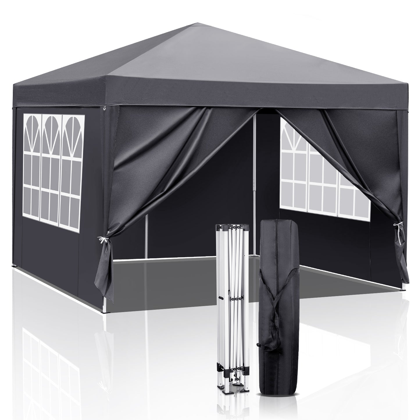 10x10ft Portable Canopy Tent with 4 Sidewalls – Dark Grey