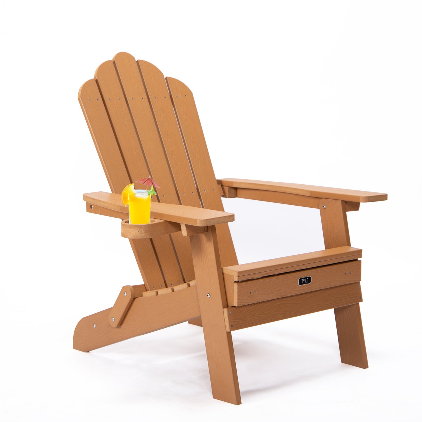 Folding Adirondack Chair Pullout Ottoman With Cup Holder