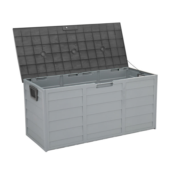 260L Outdoor Storage Box with Wheels – Grey, Weather-Resistant