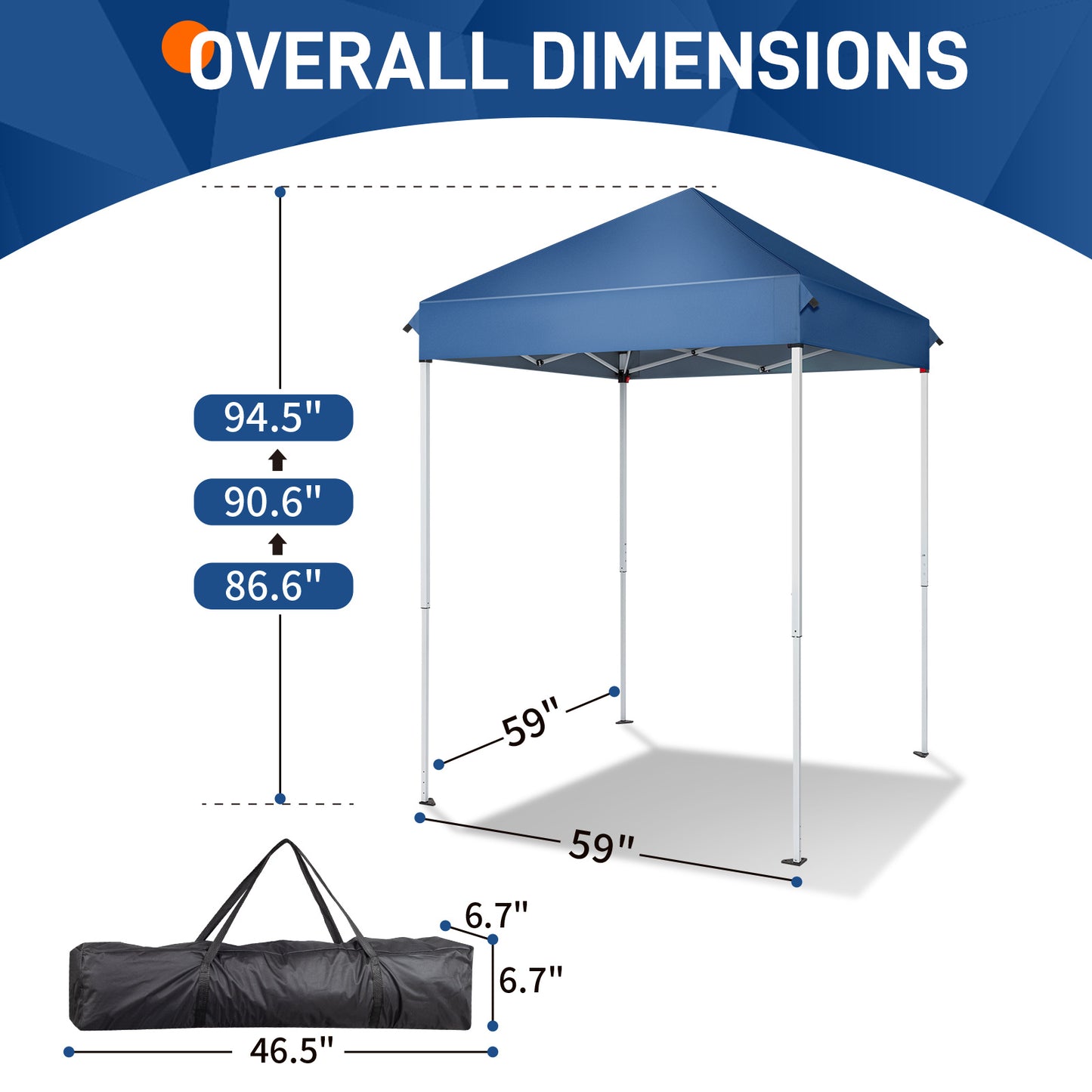 5x5ft Foldable Outdoor Awning – Blue, UV-Resistant & Waterproof Canopy