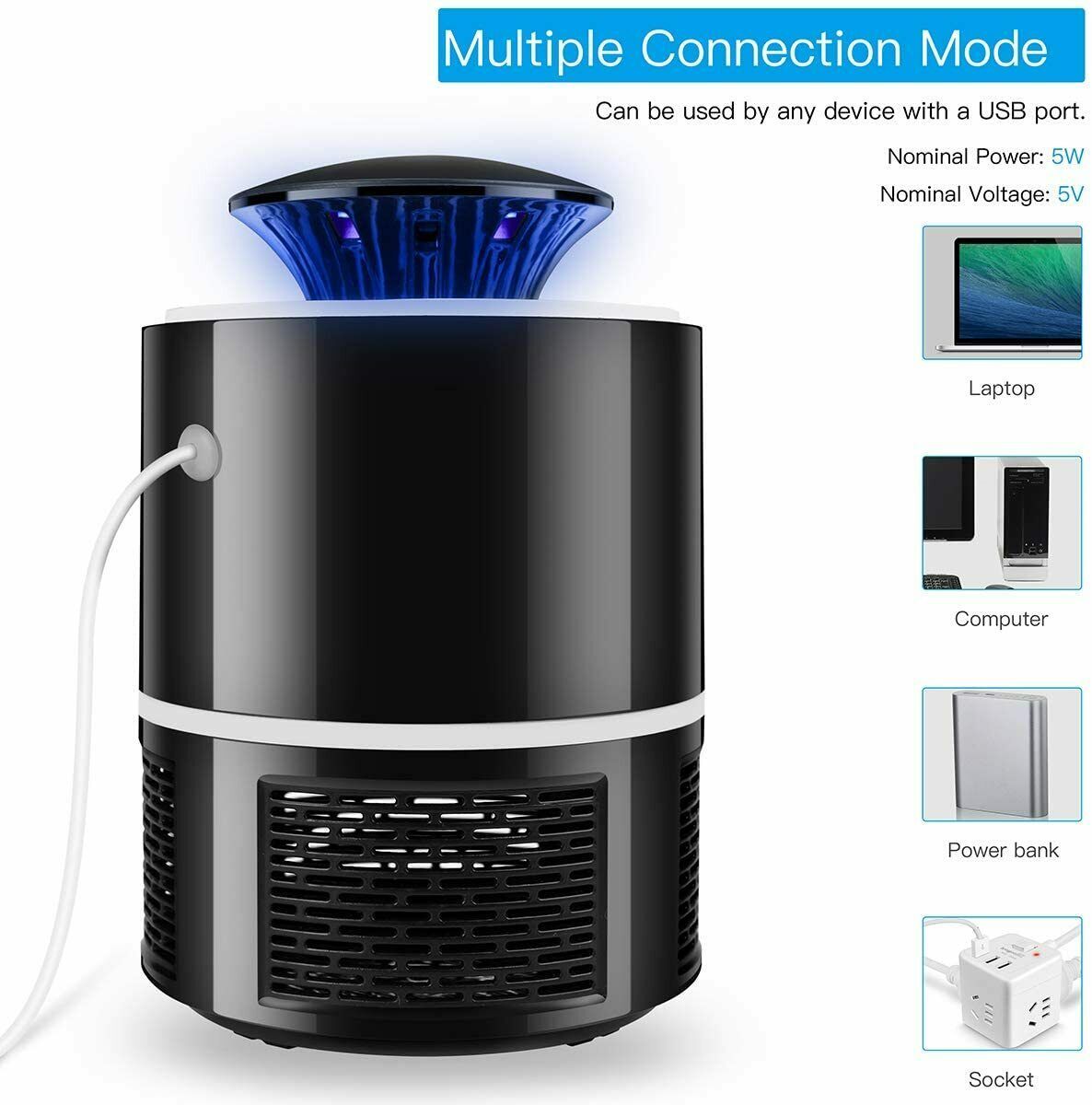 Electric UV Mosquito, Fly, Bug, Killer Trap Lamp USB