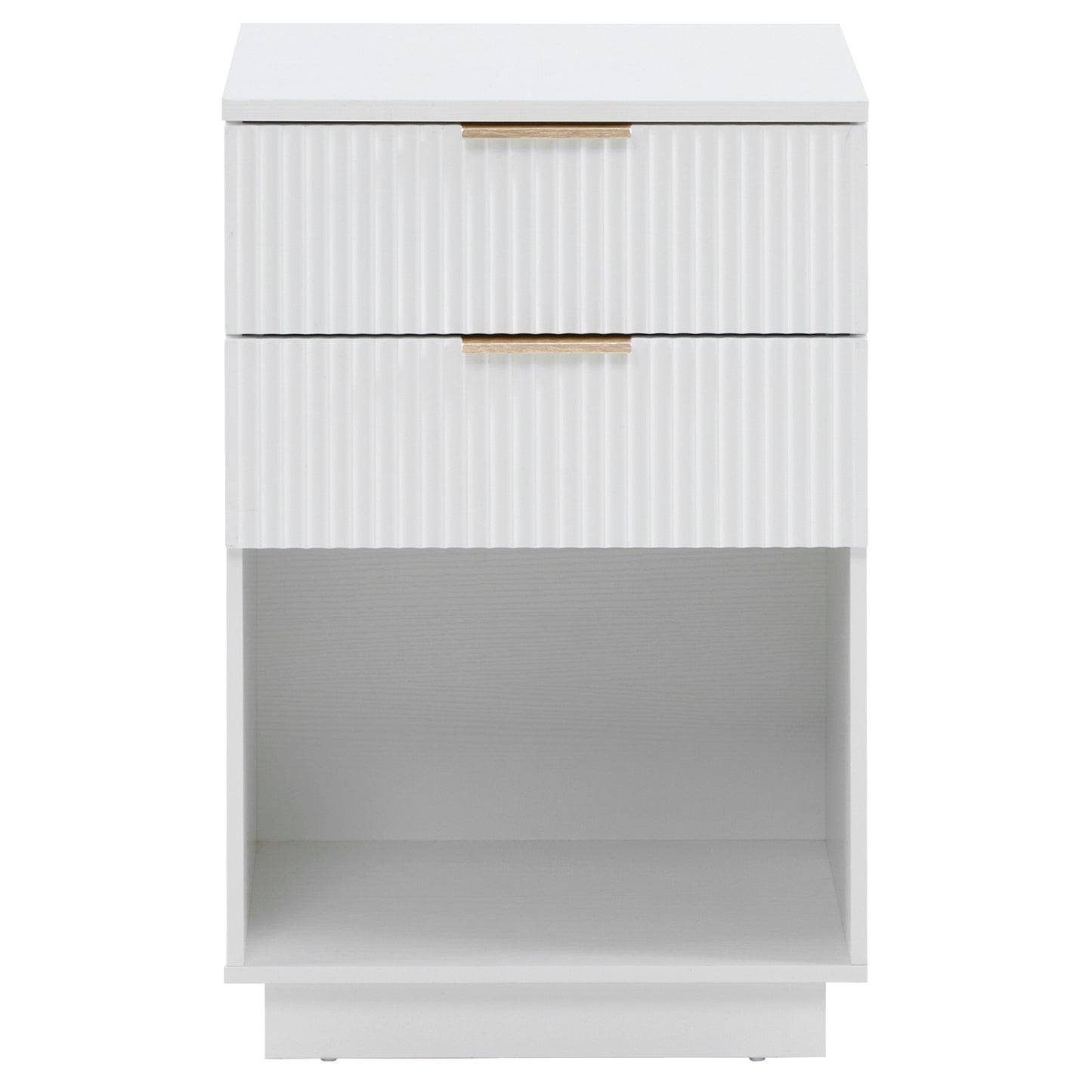 White 2-Drawer Bedside Cabinet – Wave Pattern, Compact & Stylish