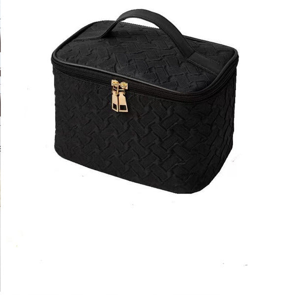Black Large-Capacity Travel Cosmetic Bag – Waterproof & Portable