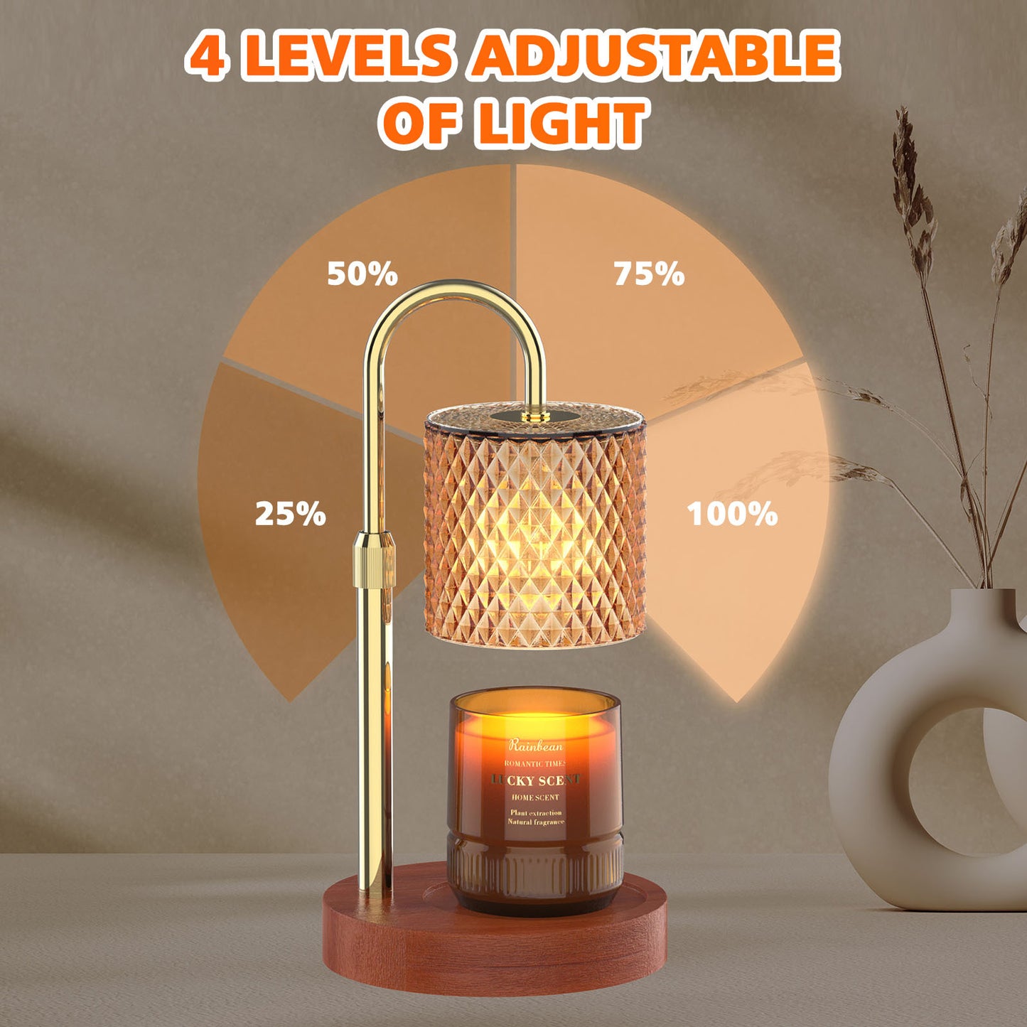 Candle Warmer Lamp Dimmable With Timer, Height Adjustable Set