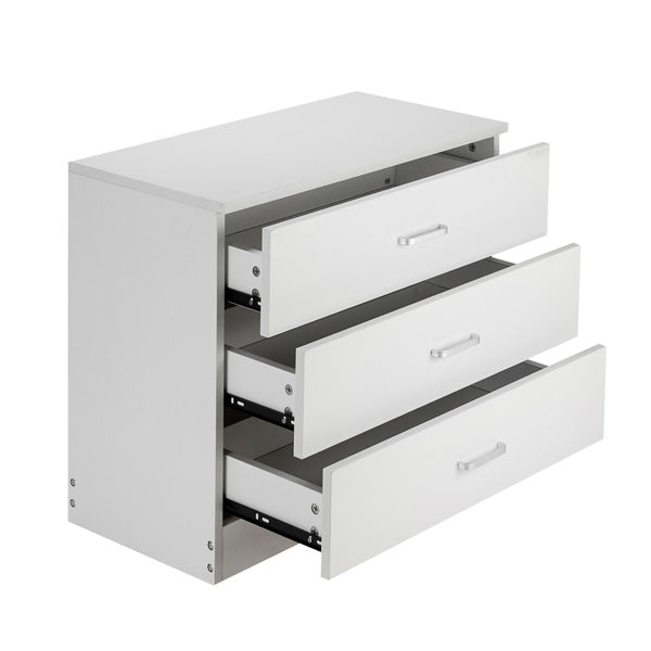 3-Drawer Bedside Table – White, Minimalist Storage Cabinet
