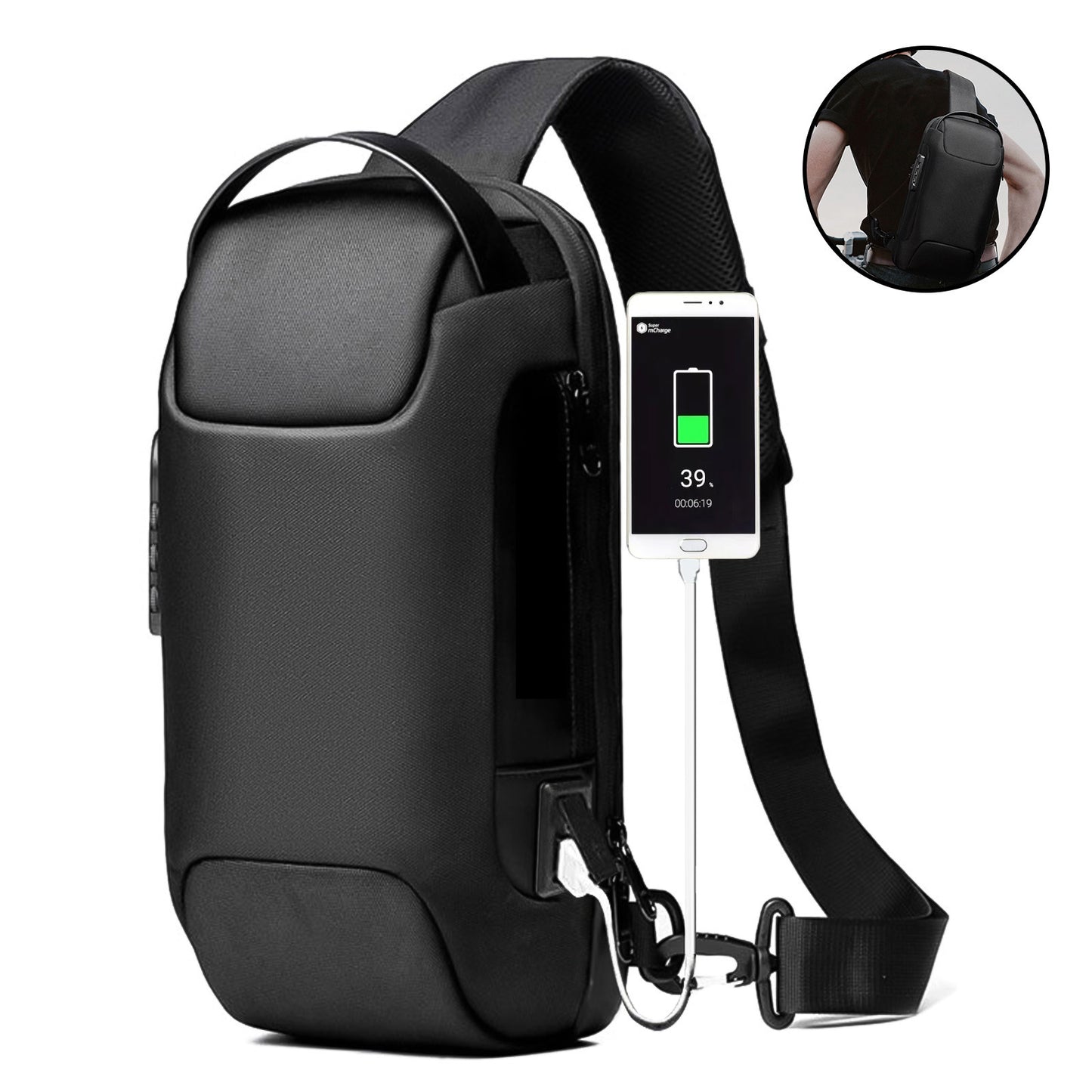 Anti-theft Waterproof Crossbody Bag USB Charger Port