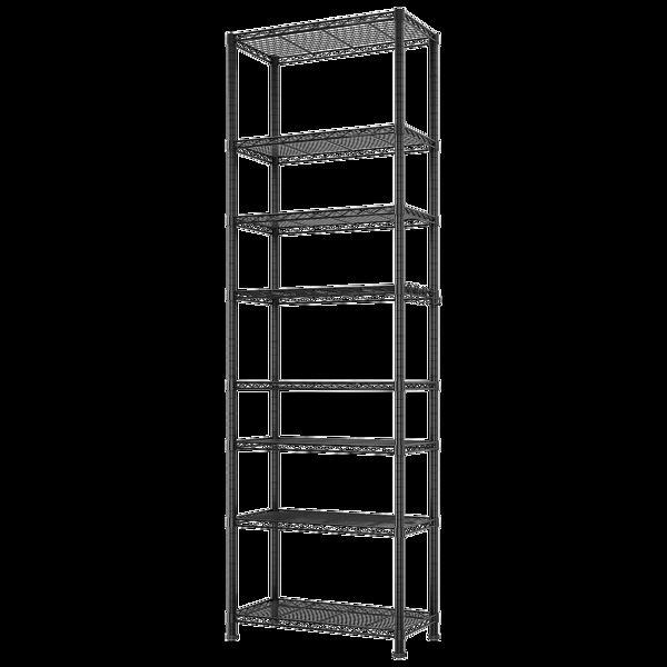 8-Tier Adjustable Storage Rack – Heavy-Duty Steel Shelving with Hooks