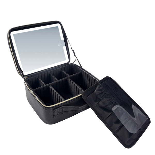 Portable LED Makeup Bag with Mirror – Travel Cosmetic Organizer