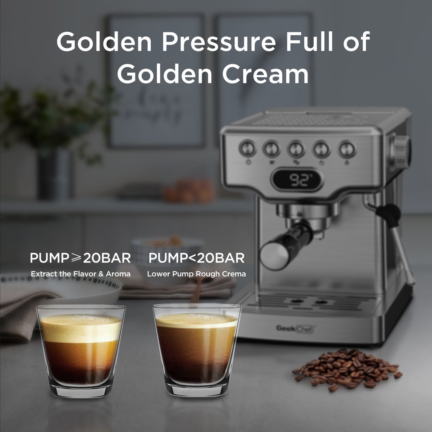 20 Bar Espresso Machine Filter & Frother Set 1.8L