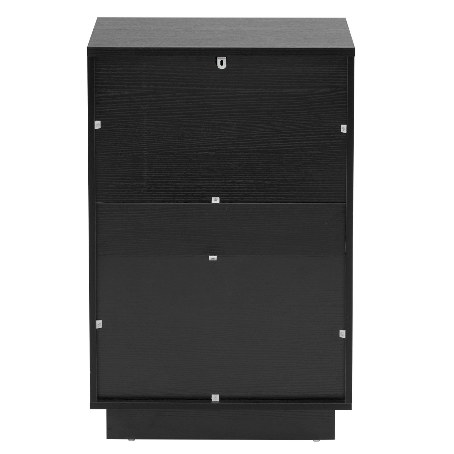 Black 2-Drawer Bedside Cabinet – Wave Pattern Design, Compact Storage