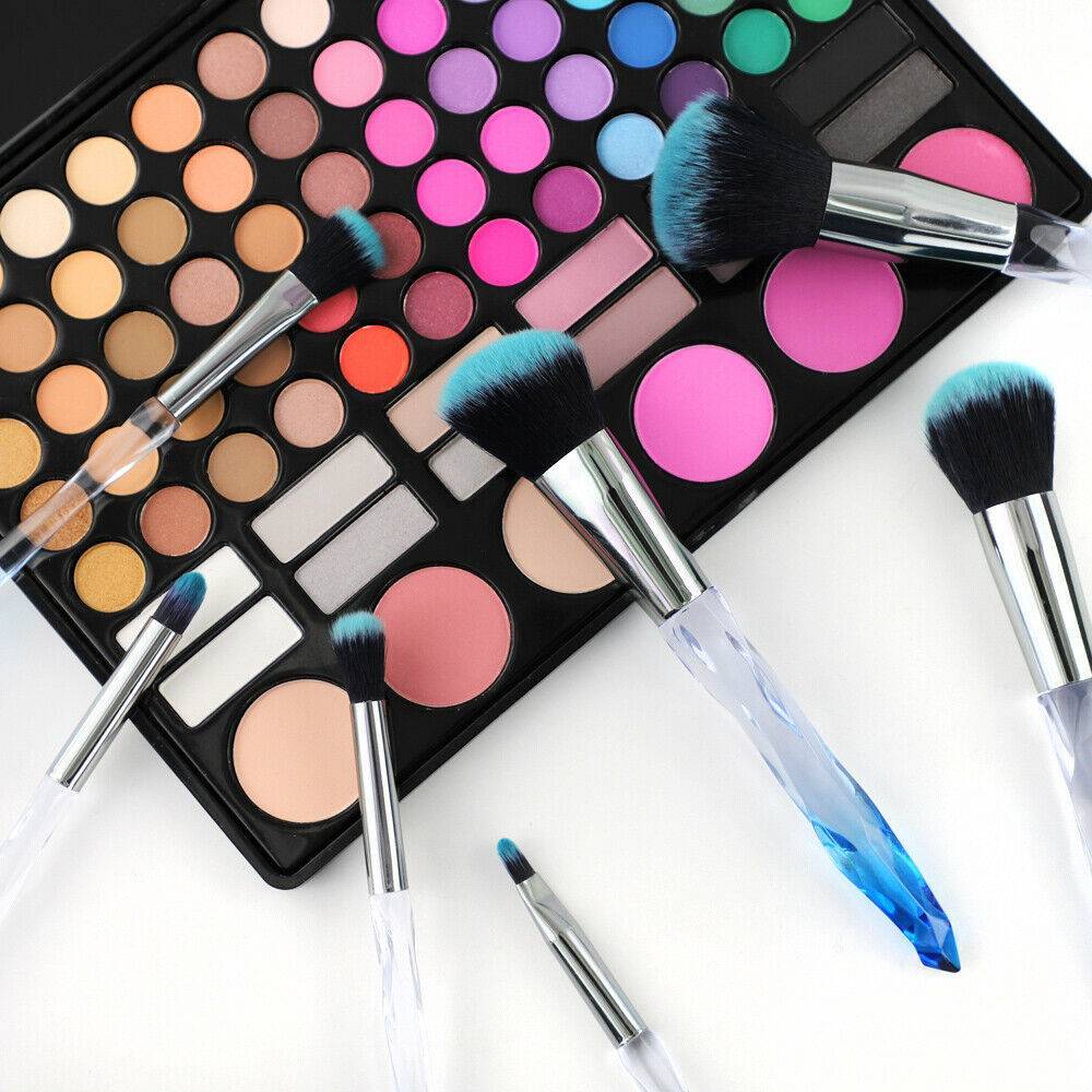 10pcs Crystal Blue Professional Makeup Brush Set