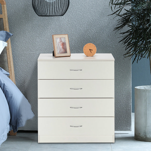 4-Drawer Storage Cabinet – White Minimalist Design