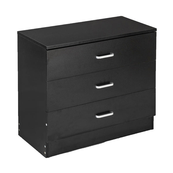 3-Drawer Bedside Storage Table – Black Minimalist Design