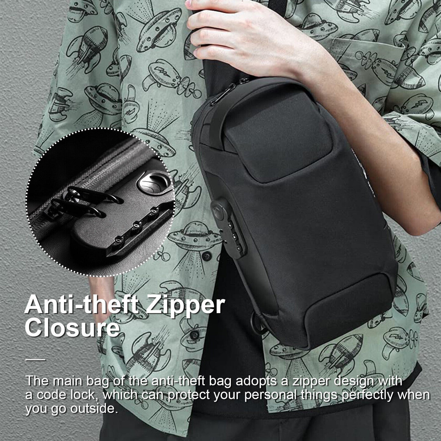 Anti-theft Waterproof Crossbody Bag USB Charger Port