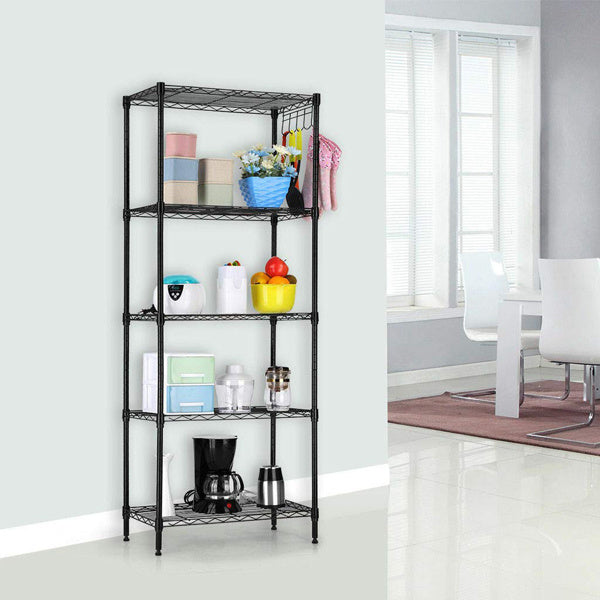 Adjustable Carbon Steel Storage Rack – 5-Tier Freestanding Shelf