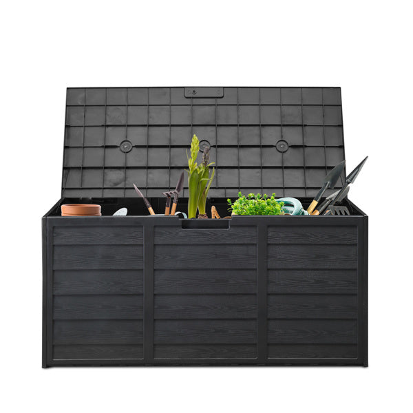 280L Outdoor Storage Box with Wheels – Black, Weather-Resistant