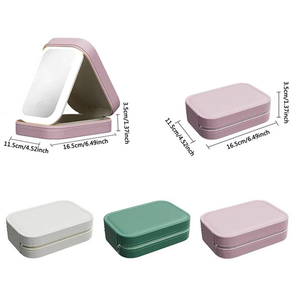 LED Mirror Makeup Bag Portable Cosmetic Storage Box