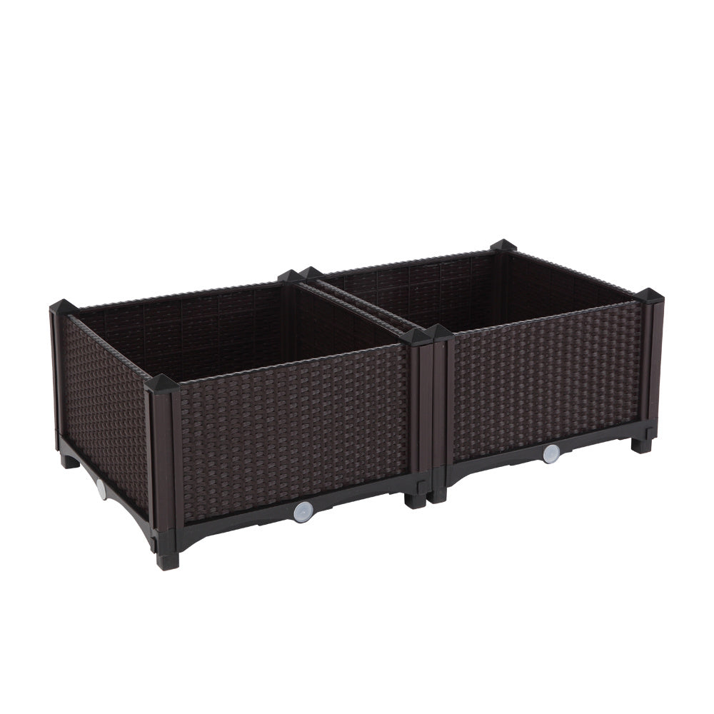2PCS Brown Modular Planter Box – Free Splicing & Weather-Resistant