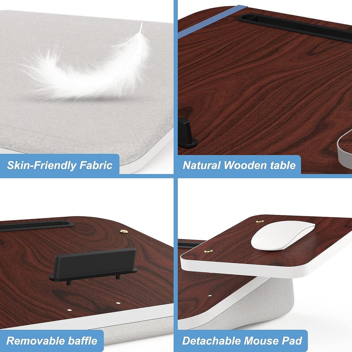 Laptop Lap Desk With Cushion & Detachable Mouse