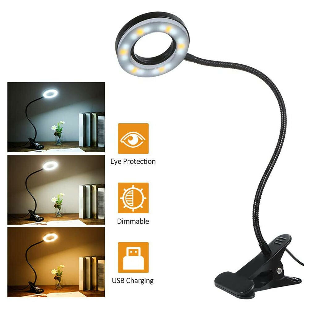 Clip On Flexible Desk Lamp Dimmable LED USB