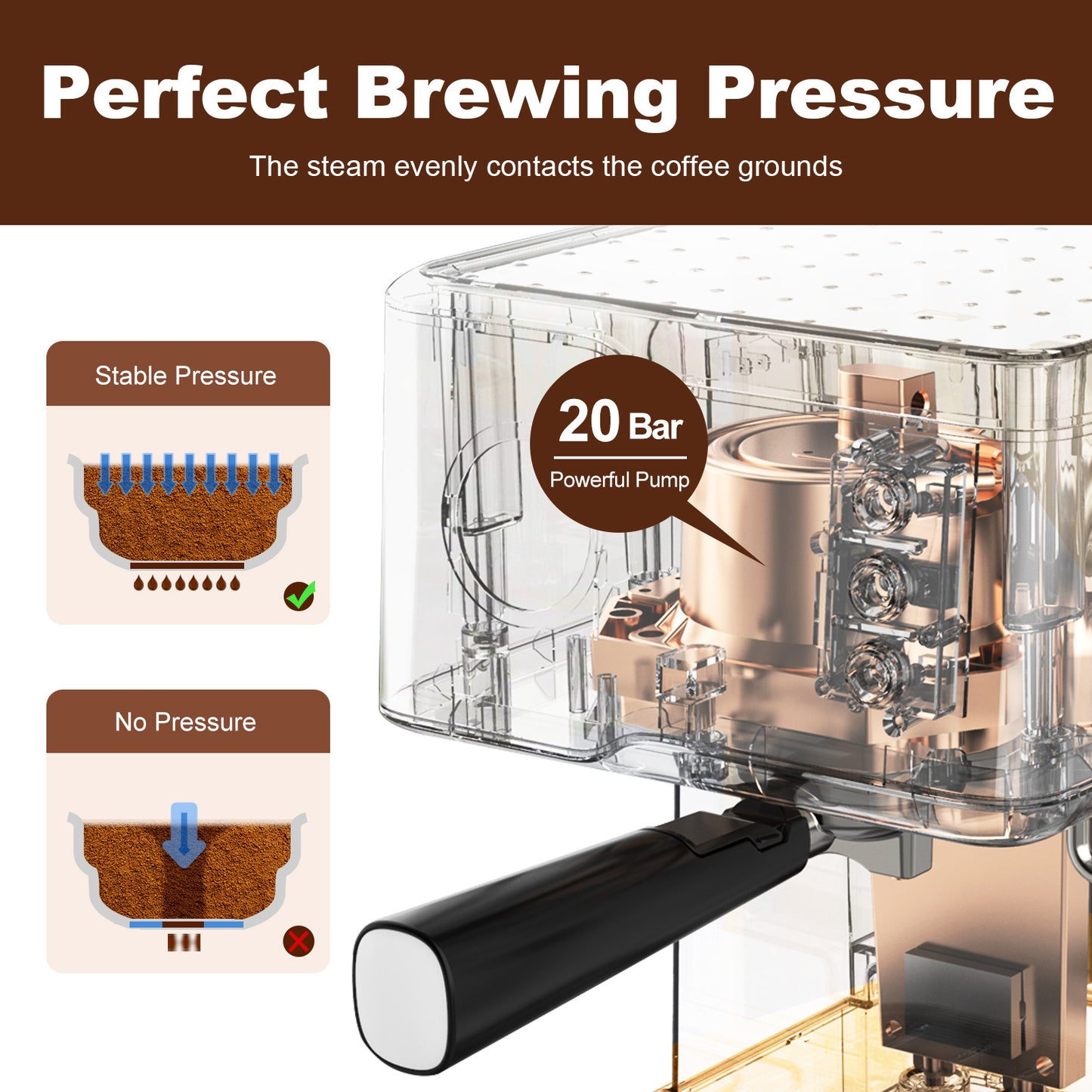 20 Bar Espresso Machine Filter & Frother Set 1.5L