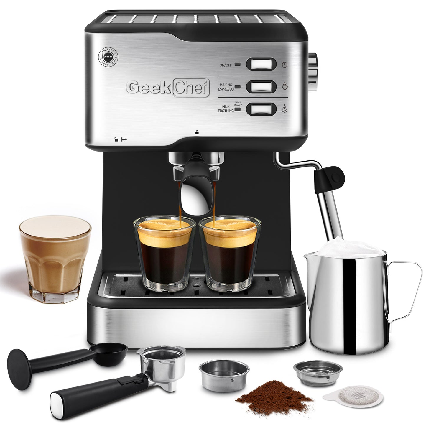 20 Bar Espresso Machine Filter & Frother Set 1.5L