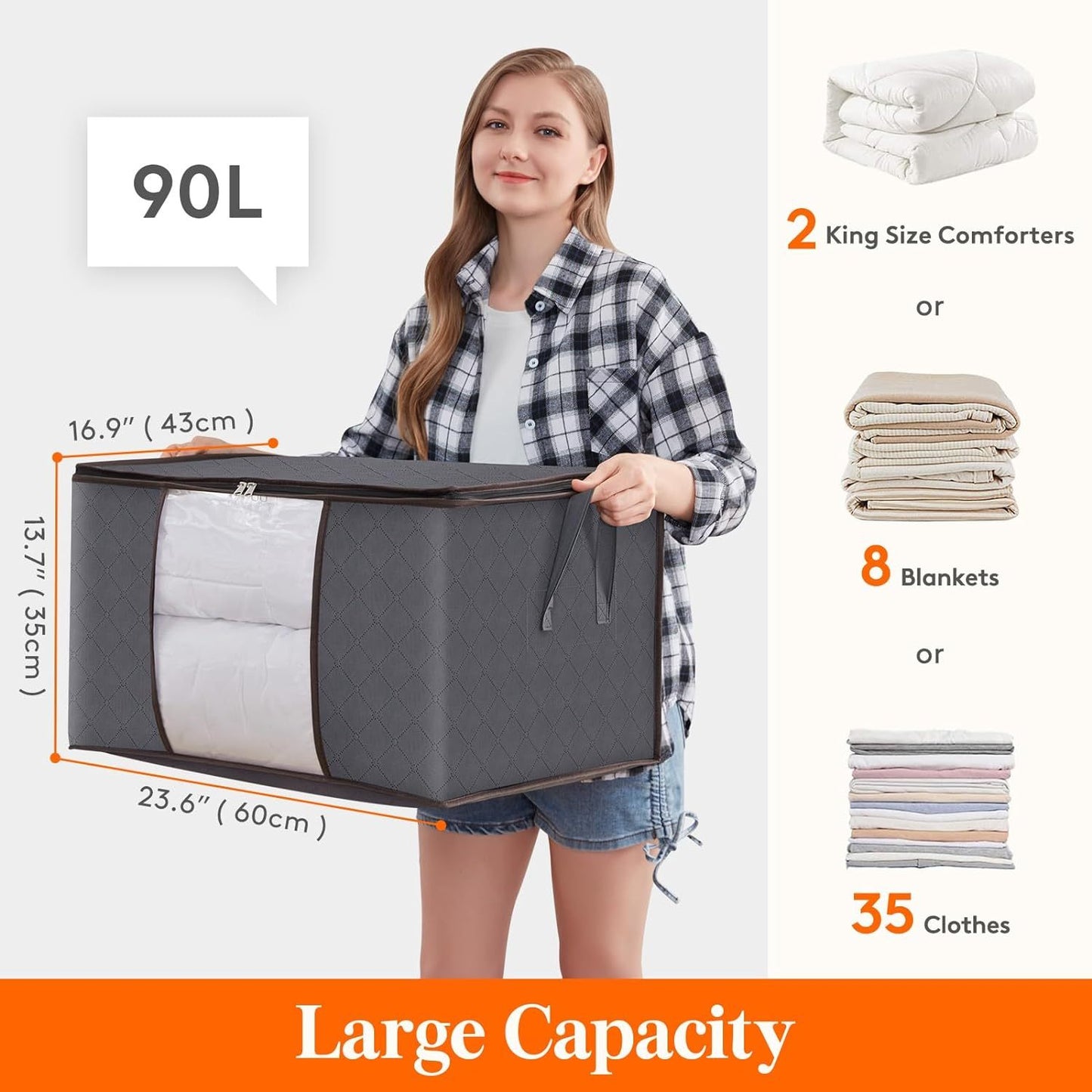 3 Large Foldable Thick Storage Bags Set