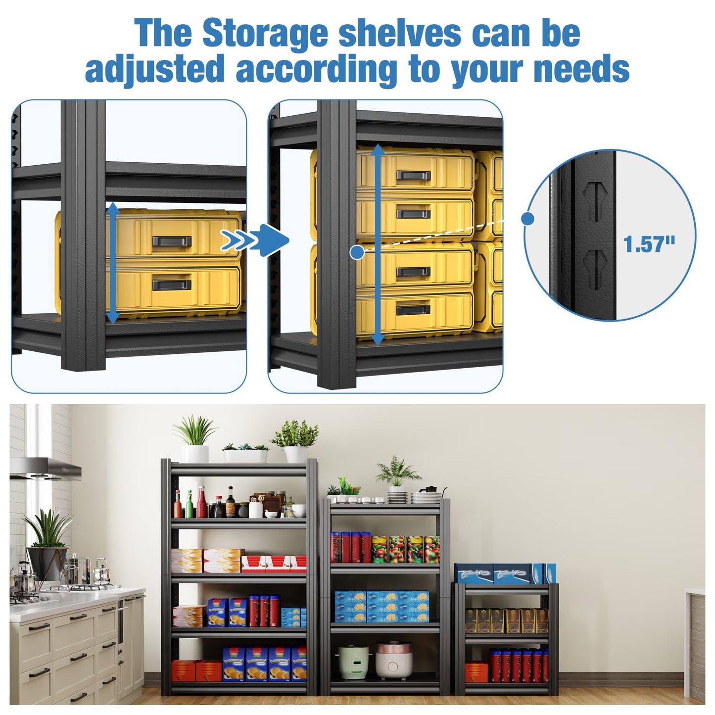 72" Heavy-Duty 5-Tier Adjustable Metal Garage Storage Shelves