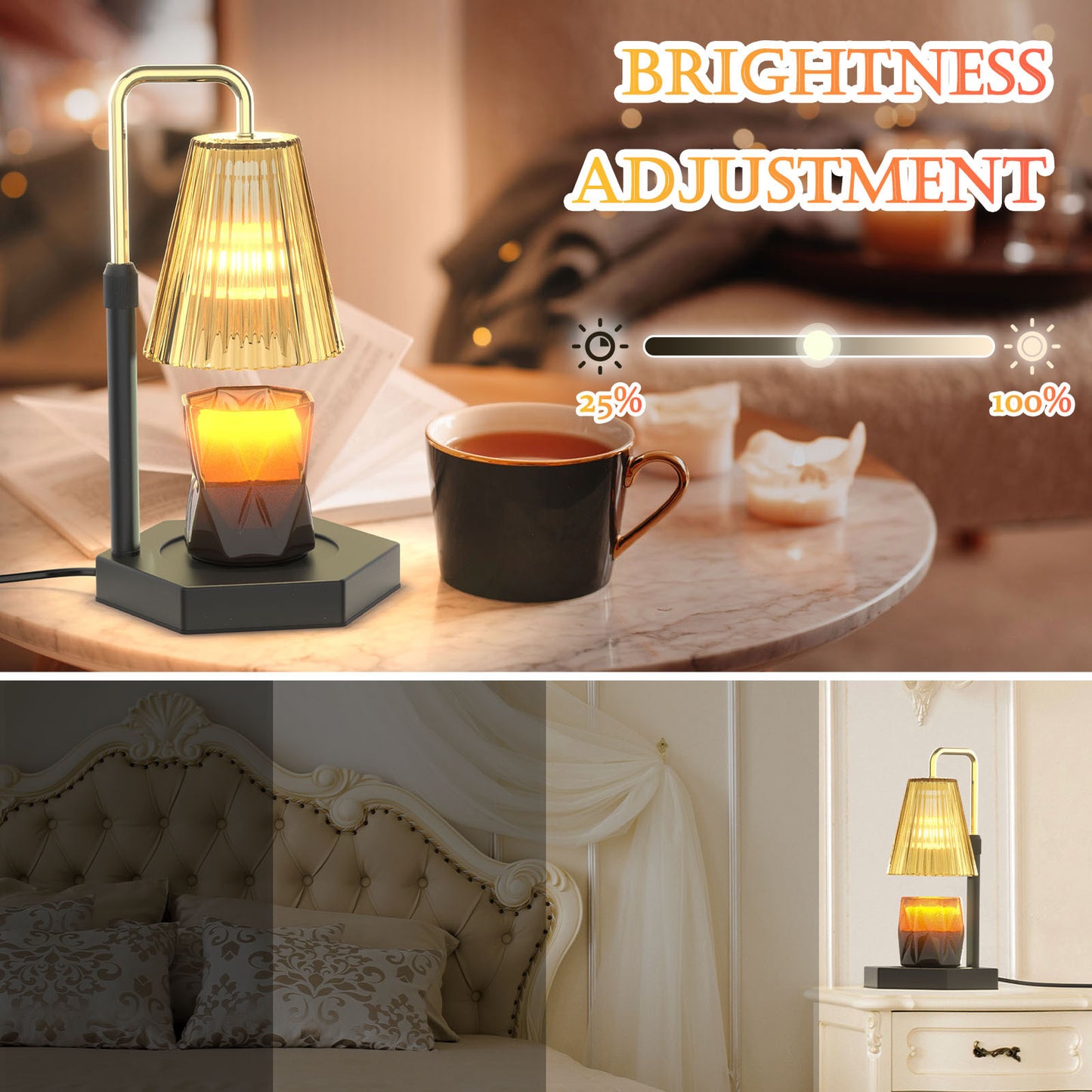 Candle Warmer Lamp Dimmable With Timer, Height Adjustable Set