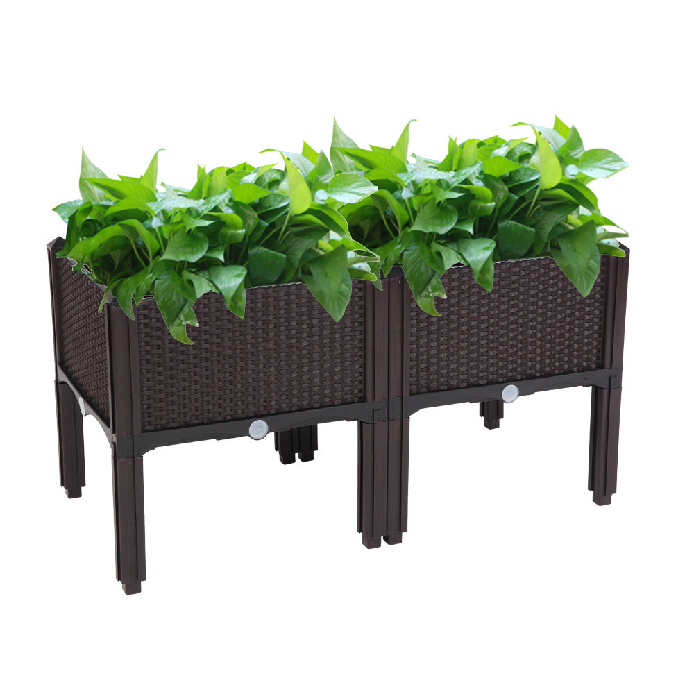 2PCS Brown Modular Planter Box – Free Splicing & Weather-Resistant