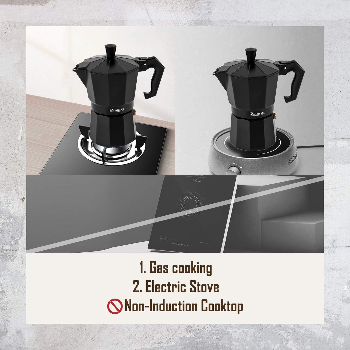 Stovetop Moka Espresso Maker 6-12 Cups 300-600ml Set