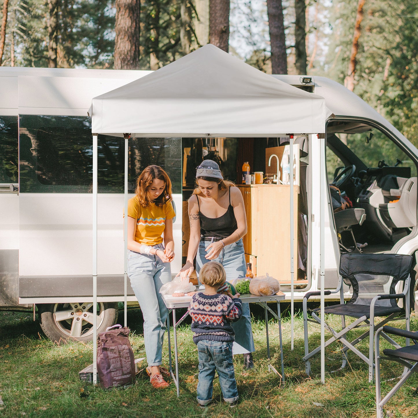 5x5ft Outdoor Awning – White, UV-Resistant & Waterproof Canopy