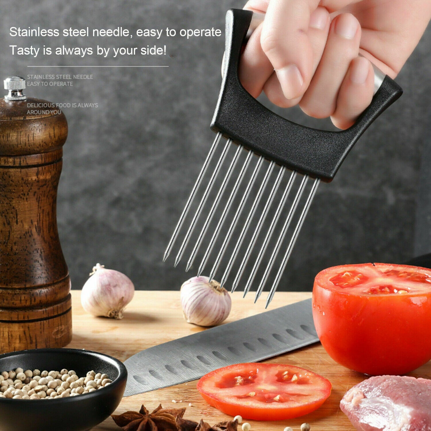 Stainless Steel Food NonSlip Holder Slicer
