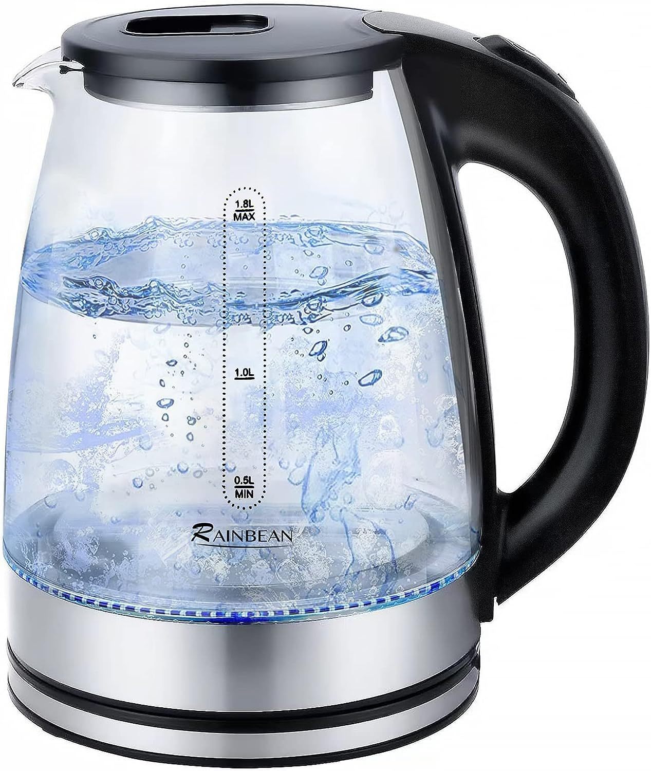 Electric Stainless Steel Glass Kettle Auto Shut-off 1.8L