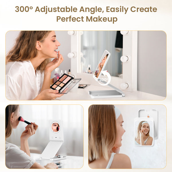 Rechargeable Travel Makeup Mirror with LED Lights & 5X Magnification
