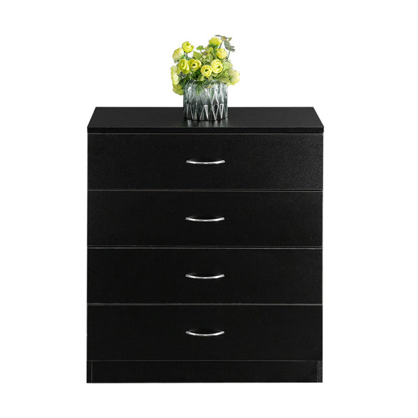 4-Drawer Bedside Storage Cabinet – Black Minimalist Design