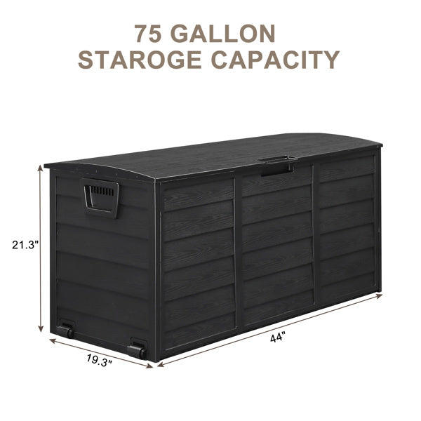 280L Outdoor Storage Box with Wheels – Black, Weather-Resistant